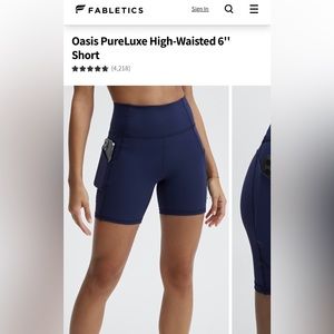 Fabletics Oasis PureLuxe High-Waisted 6'' Short, Size XL, Color Navy Blue